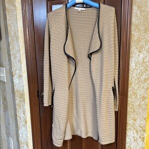 Boston Proper Tan Open Front Cardigan